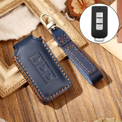 Hallmo Cowhide Leather Protective Key Case for Mitsubishi Outlander
