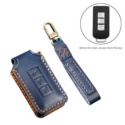 Hallmo Cowhide Leather Protective Key Case for Mitsubishi Outlander
