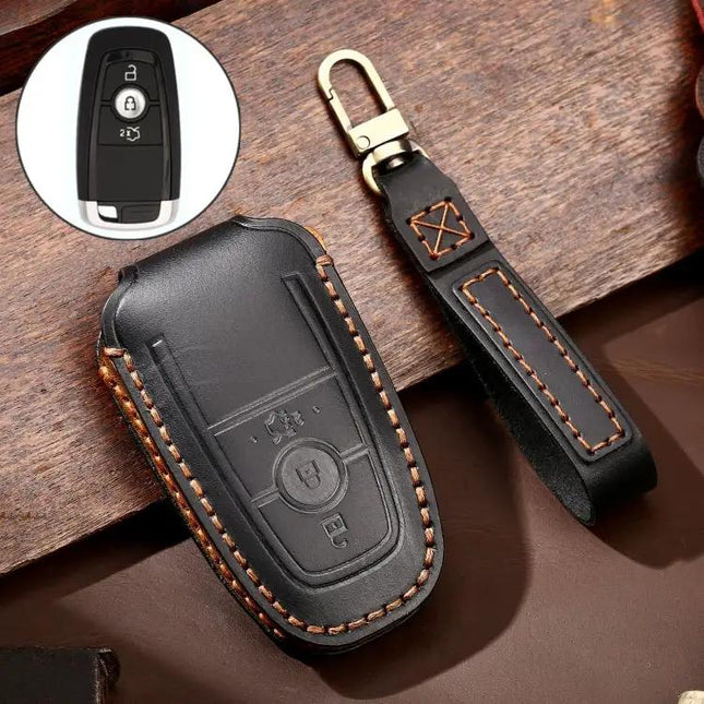 Hallmo Cowhide Leather Key Cover for Ford Focus Vehicles