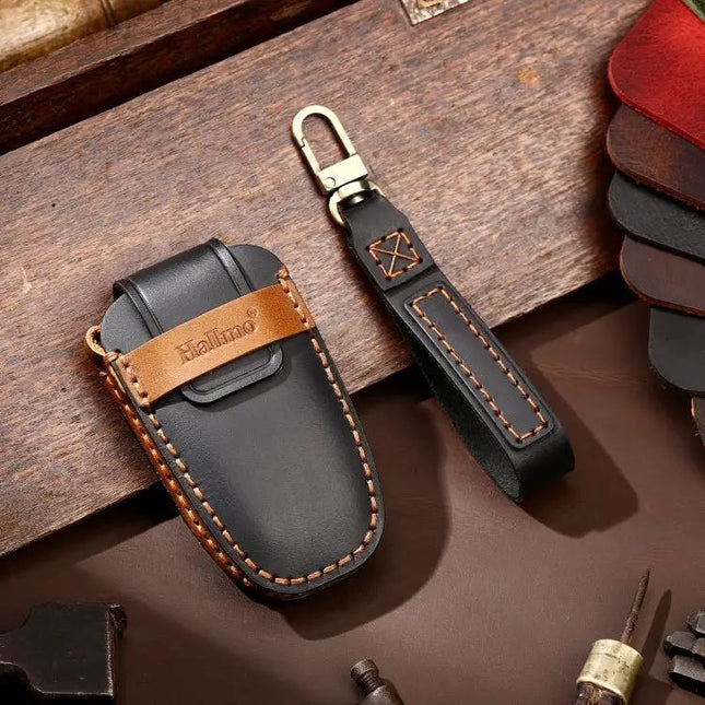 Hallmo Housse de clé en cuir de vachette pour véhicules Ford Focus