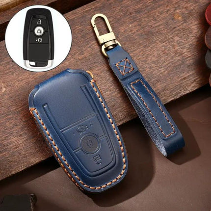 Hallmo Cowhide Leather Key Cover for Ford Focus Vehicles