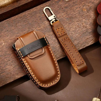 Hallmo Cowhide Leather Key Cover for Ford Focus Vehicles