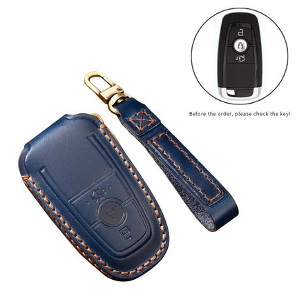 Hallmo Cowhide Leather Key Cover for Ford Focus Vehicles