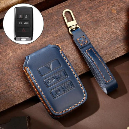 Hallmo Cowhide Leather Protective Key Cover for Land Rover Discovery 5 B Style