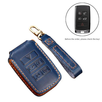 Hallmo Cowhide Leather Protective Key Cover for Land Rover Discovery 5 B Style