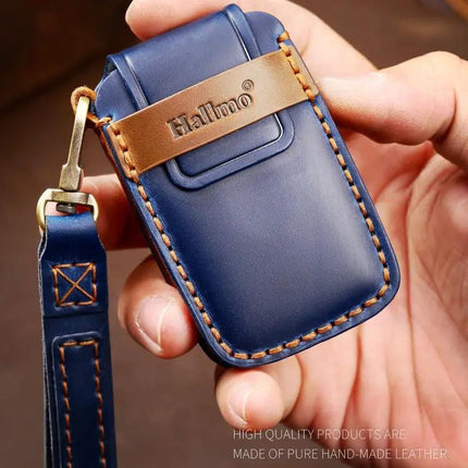 Hallmo Cowhide Leather Protective Key Cover for Land Rover Discovery 5 B Style