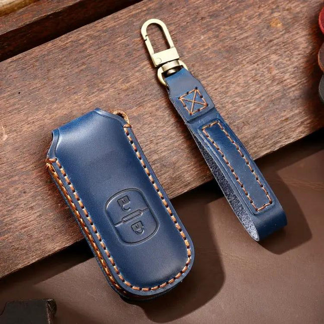 Hallmo Cowhide Leather Protective Key Case for Mazda Axela 2-Button | Syndmart