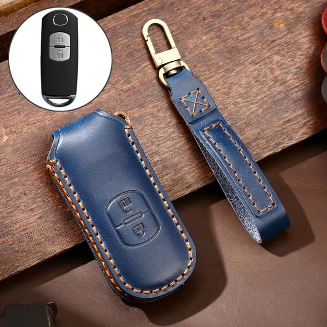 Hallmo Cowhide Leather Protective Key Case for Mazda Axela 2-Button | Syndmart