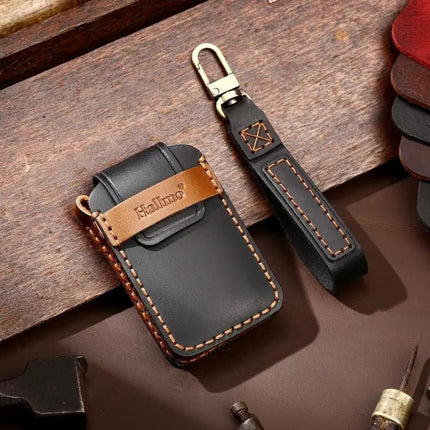 Hallmo Cowhide Leather Protective Key Case for New Volvo Keys