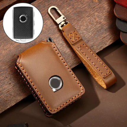 Hallmo Cowhide Leather Protective Key Case for New Volvo Keys
