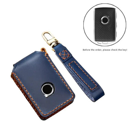 Hallmo Cowhide Leather Protective Key Case for New Volvo Keys