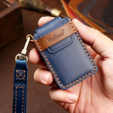 Hallmo Cowhide Leather Protective Key Case for New Volvo Keys
