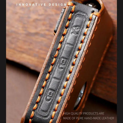 Hallmo Cowhide Leather Protective Key Case for New Volvo Keys