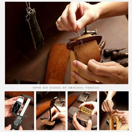 Hallmo Cowhide Leather Protective Key Case for New Volvo Keys