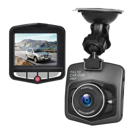 Black Car Dash Cam with 2.2 Inch Display for Driving Recording mounted in car showing 2.2-inch screen and 1080P lens