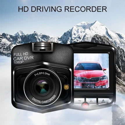 Black Car Dash Cam with 2.2 Inch Display for Driving Recording - black 1080p dash camera showing lens and screen with red car