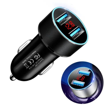 Car Dual USB Charger With Led Display For On-The-Go Power | Syndmart
