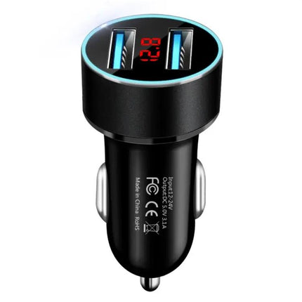 Car Dual USB Charger With Led Display For On-The-Go Power