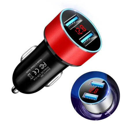 Car Dual USB Charger With Led Display For On-The-Go Power