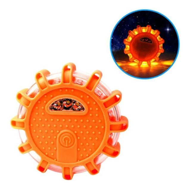 Portable Car Emergency Flashing Warning Light for Road Use orange LED beacon for roadside safety, compact trunk strobe light
