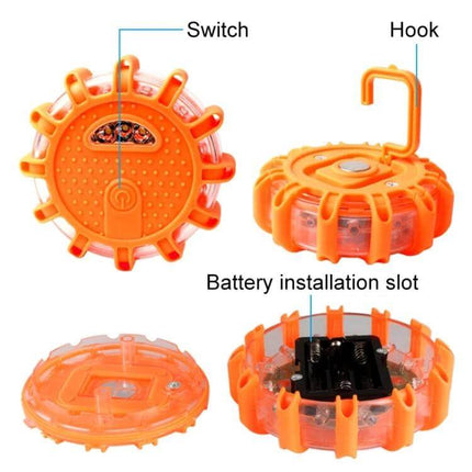 Portable Car Emergency Flashing Warning Light for Road Use compact orange LED beacon with hook switch and battery slot
