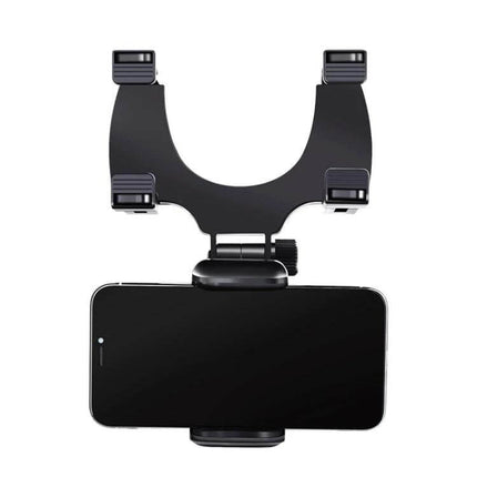 Adjustable Car Rearview Mirror Phone Holder for Navigation - black adjustable mount holding smartphone securely for in-car navigation