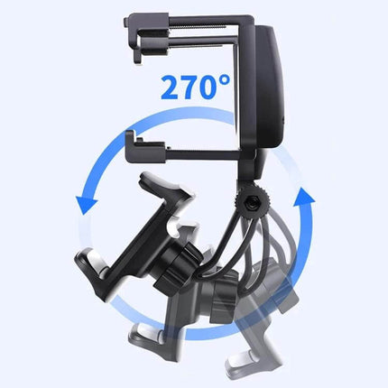 Adjustable Car Rearview Mirror Phone Holder for Navigation showing 270° swivel adjustment for secure mounting and optimal viewing