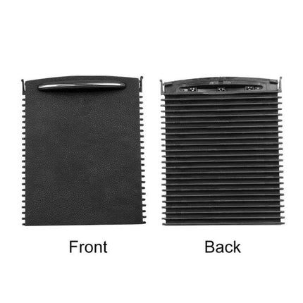 Car Cup Holder and Storage Box for Mercedes-Benz W203 Pre-2007 shown front and back view in black, durable organizer for cups, bottles and small items