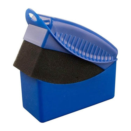 Comfortable Sponge Brush for Car Tire Polishing and Waxing with Cover - blue ergonomic sponge brush with protective cover for tire waxing and detailing