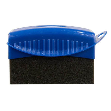 Comfortable Sponge Brush for Car Tire Polishing and Waxing with Cover — blue ergonomic handle with black foam applicator for easy tire waxing
