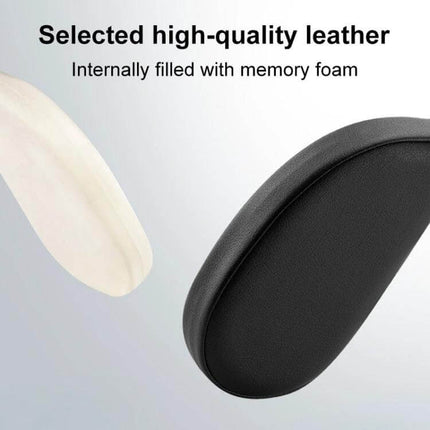 Adjustable U-Shaped Memory Foam Neck Cushion for Car Comfort showing black leather cover and memory foam interior