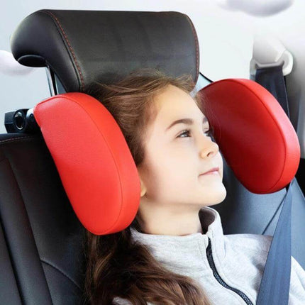 Adjustable U-Shaped Memory Foam Neck Cushion for Car Comfort - red adjustable car headrest supporting child's neck during travel