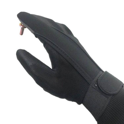 Magnetic Finger Cot Glove for Retrieving Small Items - black fingertip magnet picking up a screw in tight space