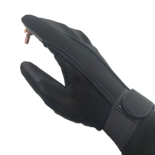 Magnetic Finger Cot Glove for Retrieving Small Items - black fingertip magnet picking up a screw in tight space