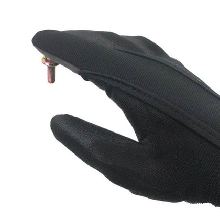 Magnetic Finger Cot Glove for Retrieving Small Items – black fingertip magnet picking up a small bolt in tight spaces