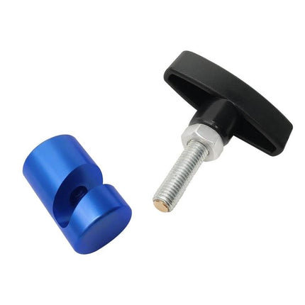 Support Rod for Securing Car Hoods During Daily Maintenance - blue aluminum holder and threaded T-handle fastener