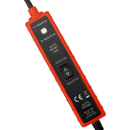 ZK-103 Circuit Tester for Everyday Car Maintenance Tasks red handheld auto probe showing positive negative LEDs and buttons