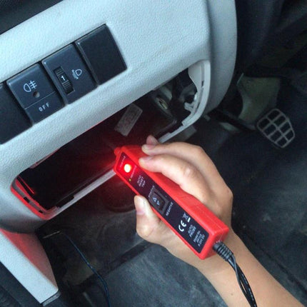 ZK-103 Circuit Tester for Everyday Car Maintenance Tasks handheld probe checking 12V wiring and relays under dashboard