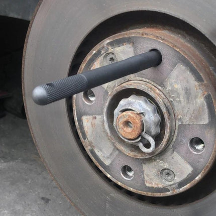 ZK-113 Pin Aids Wheel Alignment During Car Maintenance - knurled guide pin inserted in hub for easier tire alignment and safe wheel installation