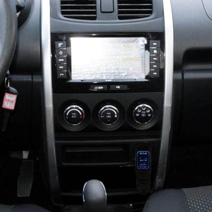 Car USB Charger Double-Sided For Phones On The Go Everyday plugged into car dash with dual USB ports and smart chip powering phones and tablet devices