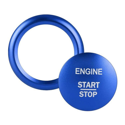Alt Tag: Mercedes-Benz A-Class Engine Start Button Decorative Trim in Blue - blue engine start stop button ring for dashboard accent