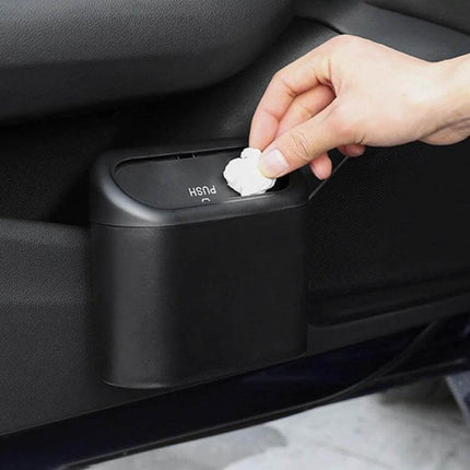 Durable Car Trash Can for Vehicle Organization and Storage - compact black car trash bin fits cup holders and door pockets, keeps interior tidy