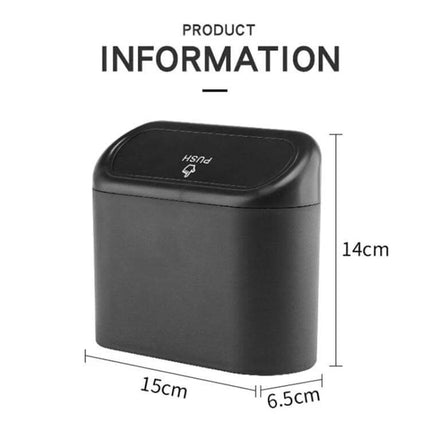 Durable Car Trash Can for Vehicle Organization and Storage - compact black car bin fits cup holders and door pockets, 15x6.5x14cm