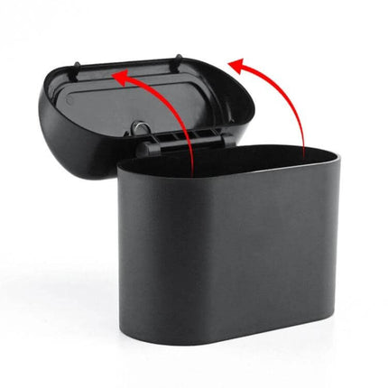 Durable Car Trash Can for Vehicle Organization and Storage - compact black car trash bin with flip lid fits cup holders