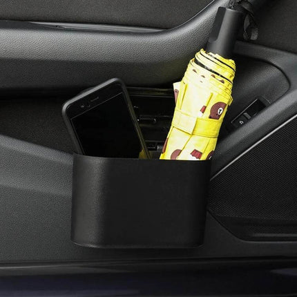Durable Car Trash Can for Vehicle Organization and Storage in car door pocket holding umbrella and phone
