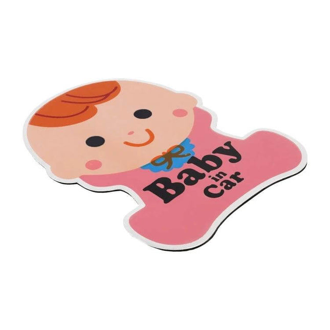 Metal Baby in Car Warning Sticker for Vehicle Safety - pink cartoon baby window sign to alert drivers