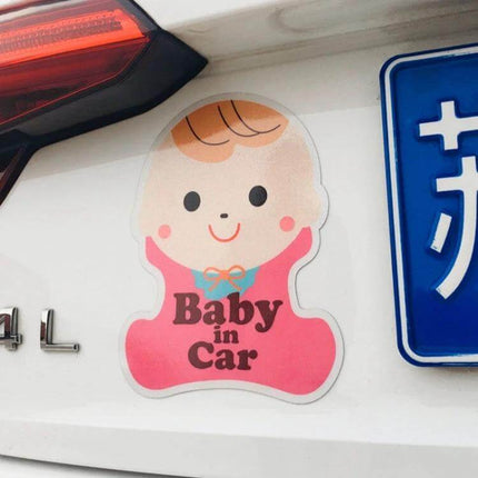 Metal Baby in Car Warning Sticker for Vehicle Safety - cute baby-shaped metal 'Baby in Car' window sign to alert drivers and enhance road safety