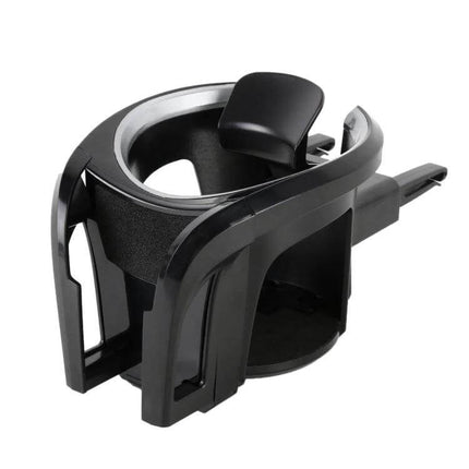 Adjustable Car Air Vent Cup and Phone Holder mounted on vent holding a travel mug and smartphone for hands-free driving