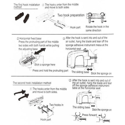 Adjustable Car Air Vent Cup and Phone Holder showing step-by-step installation diagram for vent-mounted cup and phone holder