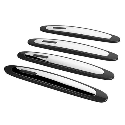 Black Car Door Anti-Collision Strip Sticker for Protection shown as four black protective adhesive door strip guards